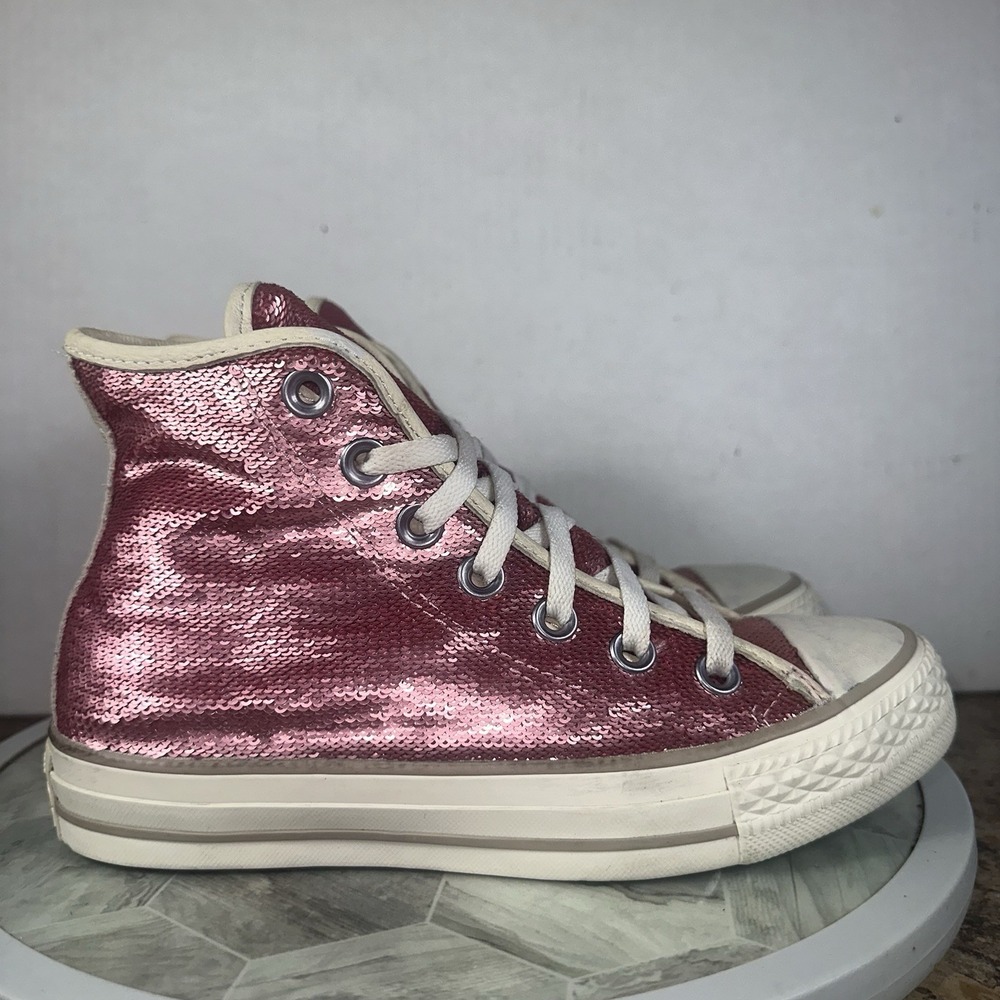 converse  chuck taylor Allstar high top pink sequins Womens Size 5